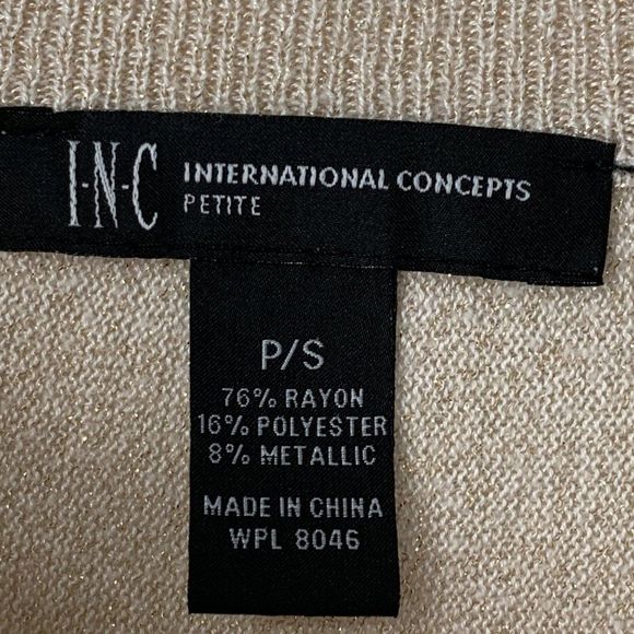 Womens INC Metallic Blush Size S Small Petite Top Sweater Dolman Crew Pullover - Picture 3 of 7